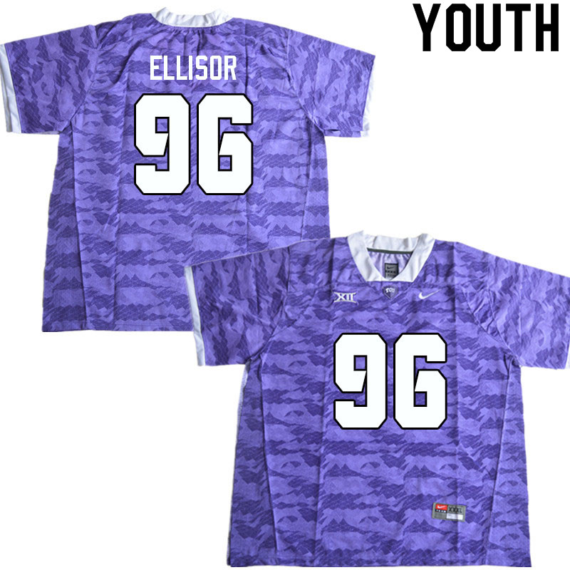 Youth #96 Nathan Ellisor TCU Horned Frogs College Football Jerseys Sale-Purple Limited - Click Image to Close
